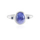 Zilveren ring met een blauwe ster saffier