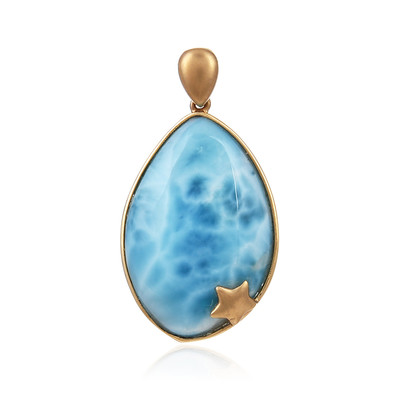 Gouden hanger met een larimar