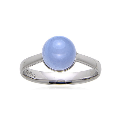 Zilveren ring met een blauwe kant agaat