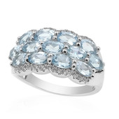 Zilveren ring met aquamarijnstenen