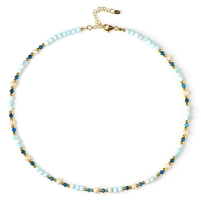 Zilveren halsketting met blauwe aragonieten (Riya)