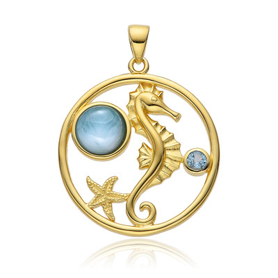 Zilveren hanger met een larimar