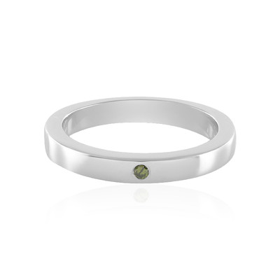 Zilveren ring met een I3 Groene Diamant