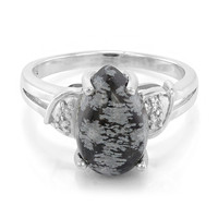 Zilveren ring met een sneeuwvlokken obsidiaan