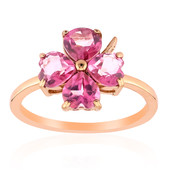 Zilveren ring met roze topaasstenen