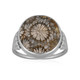 Zilveren ring met een Versteend koraal (Bali Barong)