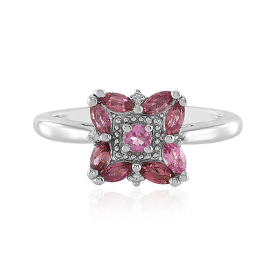 Zilveren ring met roze toermalijnen