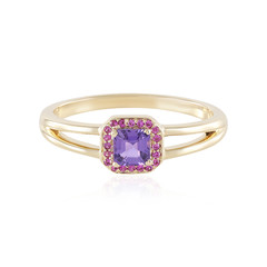 Gouden ring met een Onverhitte Purper Saffier