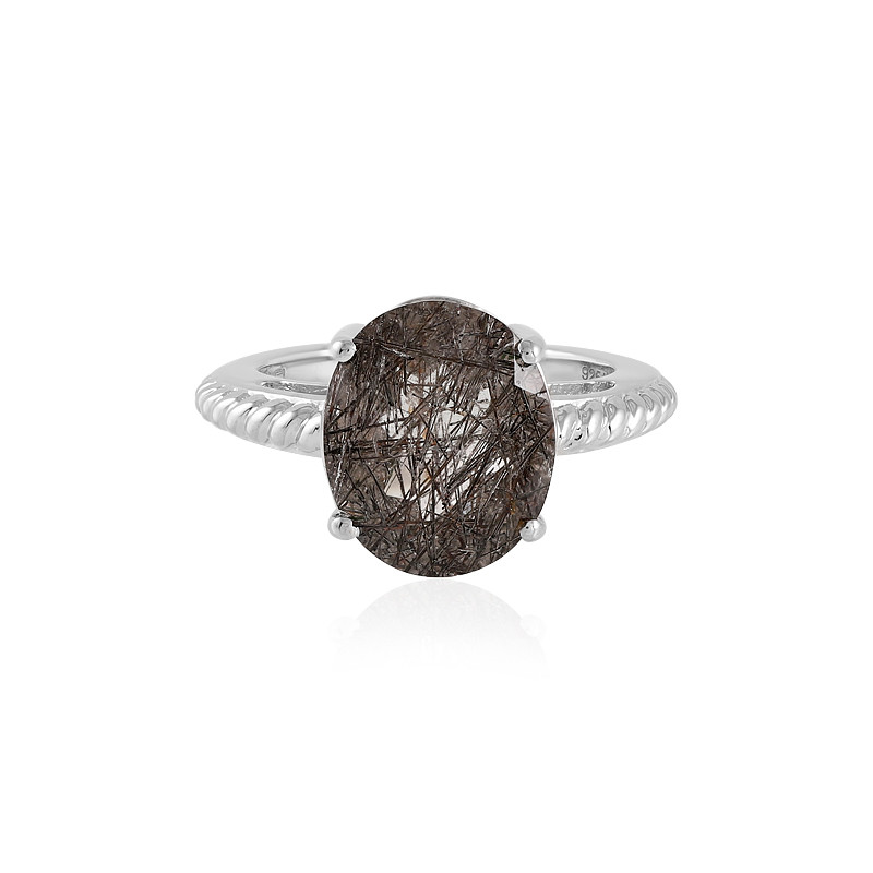 Zilveren Ring Met Een Zwarte Rutielkwarts 4937fh Juwelo Sieraden