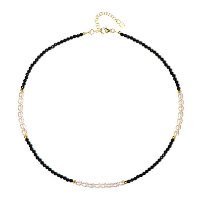Zilveren halsketting met zwarte spinelstenen (Riya)