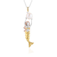 Zilveren halsketting met een Witte zoetwater kweekparel (Gems en Vogue)