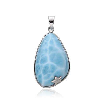 Zilveren hanger met een larimar