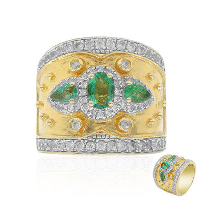 Zilveren ring met een smaragd (Dallas Prince Designs)