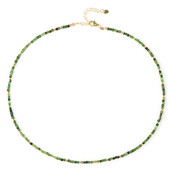 Zilveren halsketting met groene toermalijnen (Riya)