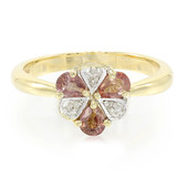 Gouden ring met Onverhitte Padparadscha Saffieren