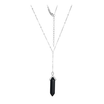 Zilveren halsketting met een obsidiaan