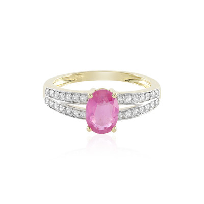 Gouden ring met een Madagaskar Roze Saffier