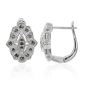 Zilveren oorbellen met SI1 Argyle Rose De France Diamanten (Annette classic)
