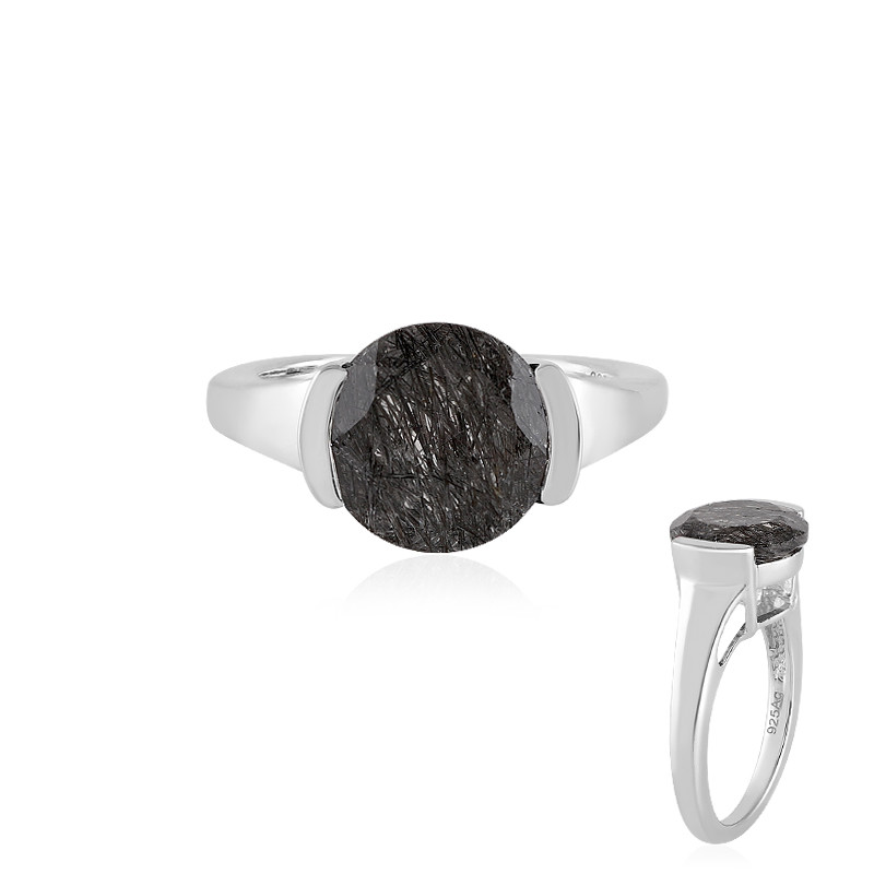 Zilveren Ring Met Een Zwarte Rutielkwarts 1705ud Juwelo Sieraden