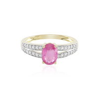 Gouden ring met een Madagaskar Roze Saffier