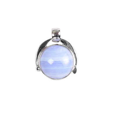 Zilveren hanger met een Blauwe chalcedoon