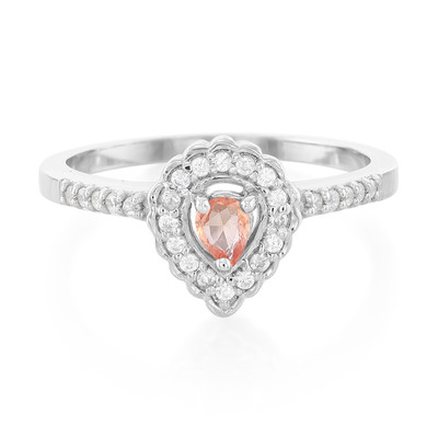 Zilveren ring met een Padparadscha saffier