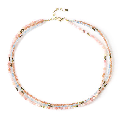 Zilveren halsketting met roze opalen (Riya)