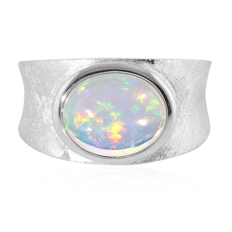 Verhoog jezelf Portugees ijsje Zilveren ring met een Welo-opaal-6876XL | Juwelo sieraden