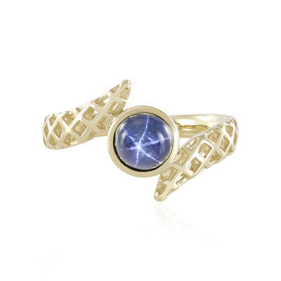Gouden ring met een blauwe ster saffier (Ornaments by de Melo)