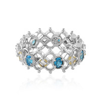 Zilveren ring met neon blauwe apatieten (Dallas Prince Designs)