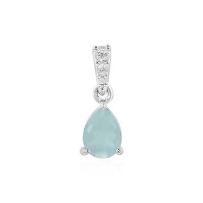 Zilveren hanger met een Aqua Chalcedoon