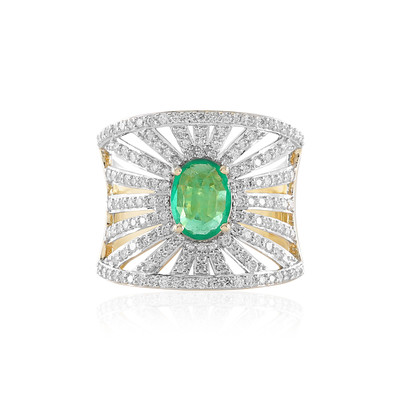 Gouden ring met een AAA Zambia smaragd (SUHANA)