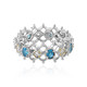 Zilveren ring met neon blauwe apatieten (Dallas Prince Designs)