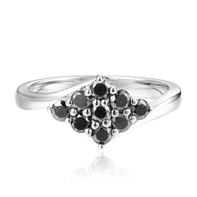 Arab Vuilnisbak minimum Zilveren ring met zwarte diamanten-4344TO | Juwelo sieraden