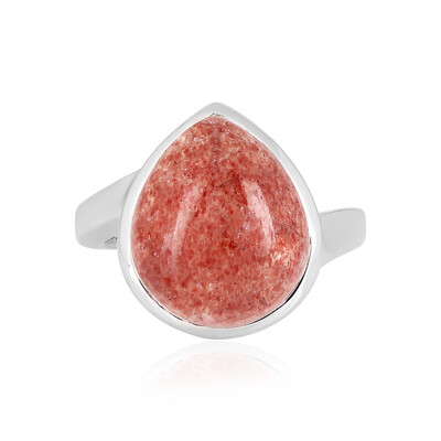 Zilveren ring met een aardbei kwarts (MONOSONO COLLECTION)