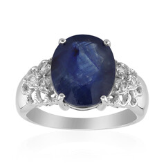 Zilveren ring met een blauwe saffier