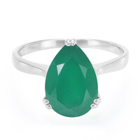 Zilveren ring met een groene chalcedoon