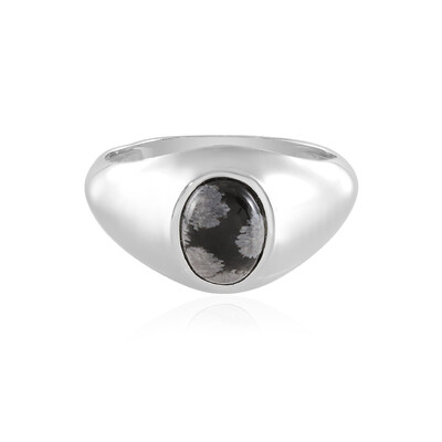 Zilveren ring met een sneeuwvlokken obsidiaan