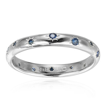 Zilveren ring met blauwe saffieren