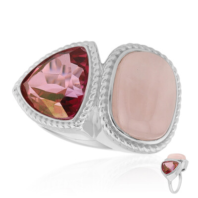 Zilveren ring met een rozen kwarts (MONOSONO COLLECTION)