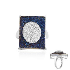 Zilveren ring met een Blauwe Glitter Agaat