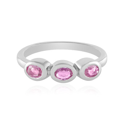 Zilveren ring met roze saffieren