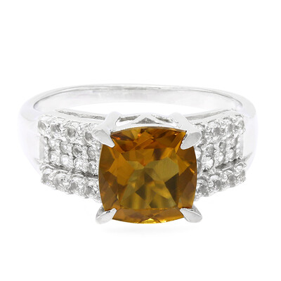 Zilveren ring met een cognac kwarts