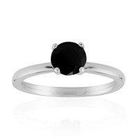 Zilveren ring met een zwarte spinel