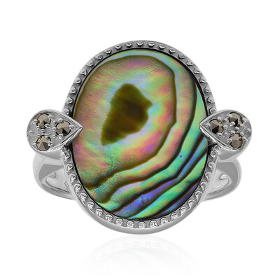 Zilveren ring met een Abalone schelp (Annette classic)