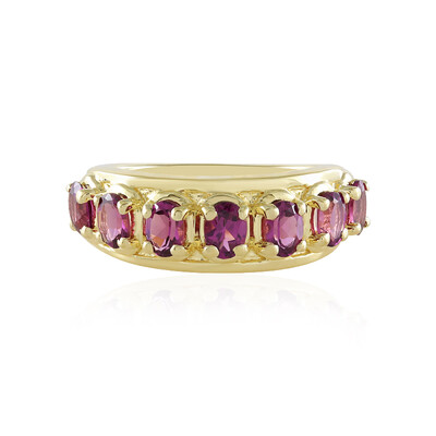 Zilveren ring met magenta granaten