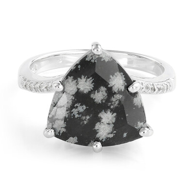 Zilveren ring met een sneeuwvlokken obsidiaan