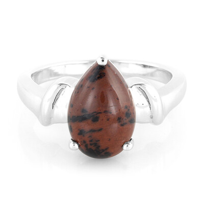 Zilveren ring met een mahonie obsidiaan