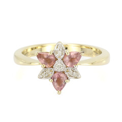 Gouden ring met Onverhitte Padparadscha Saffieren