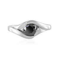 Zilveren ring met een zwarte diamant